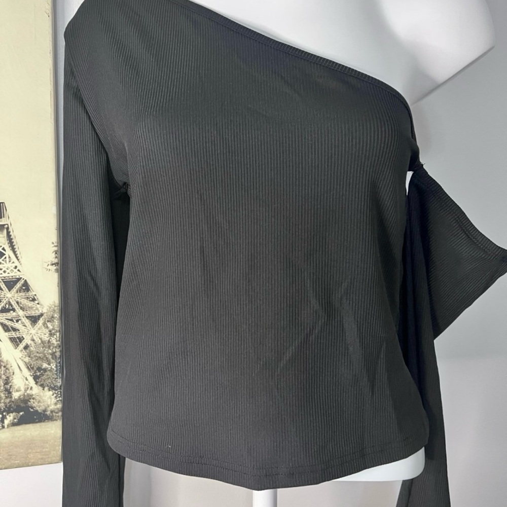 SHEIN Black One-Shoulder Long Sleeve Top - Picture 5 of 7